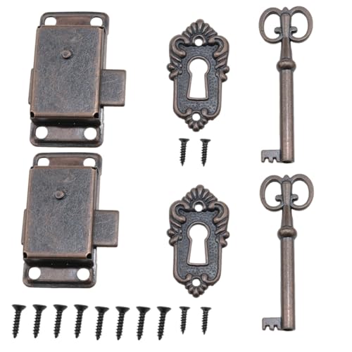 2 Pack Antique Cabinet Lock with Key for Drawers and Desks