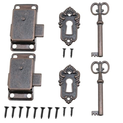 2 Pack Antique Cabinet Lock with Key for Drawers and Desks
