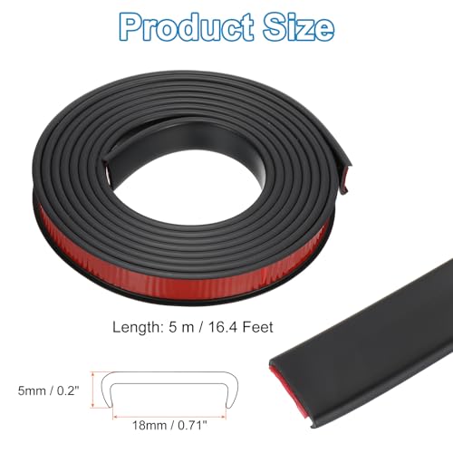 PATIKIL TPE U-Shape Edge Banding, 11/16 Inch x 16.4ft Self Adhesive Flexible Veneer Edging Trim Furniture Edge Protector for Shelf Cabinet Table Repair Restoration, Black - size: 16.4Ft x 0.71"