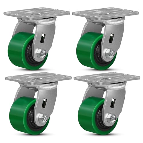 3" Caster Wheels, Heavy Duty Casters Set of 4, Polyurethane on Iron Core Wheel, Industrial Casters with Load 3200lbs Capacity (4 Pack Swivel) - style: 3'' Wheel