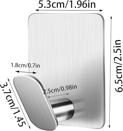 DELITON Sticky Hooks for Hanging Adhesive, Silver Wall Hooks for Bathroom Kitchen Office Stainless Steel Heavy Duty No Damage, Brushed Nickel, 6 Pack - color: Silver-6