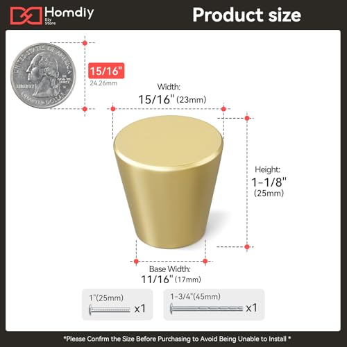 homdiy 10 Pack Gold Dresser Knobs Small Gold Drawer Knobs - color: Matte Gold