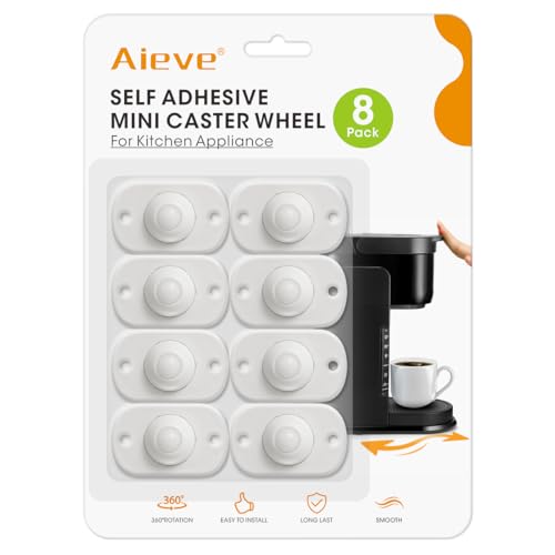 Aieve Self Adhesive Caster Wheels, 8 Pack Appliance Rollers - color: White, size: 1 Ball Bearing