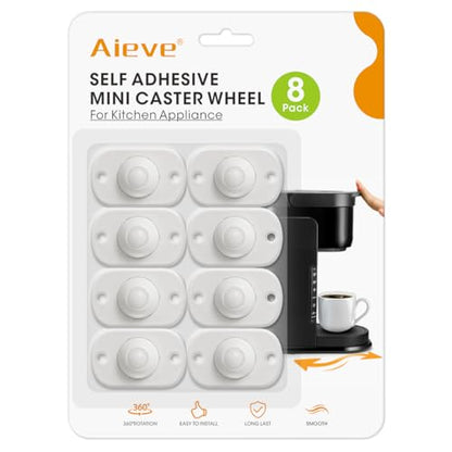 Aieve Self Adhesive Caster Wheels, 8 Pack Appliance Rollers - color: White, size: 1 Ball Bearing