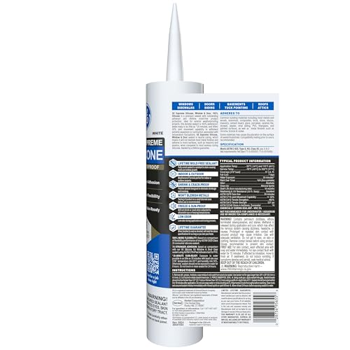 GE All Purpose Silicone Caulk, Clear, 10 fl oz Cartridge, 12 Pack - 100% Waterproof Silicone Sealant, Stronger Adhesion, Freeze & Sun Proof - size: 12 Pack, style: Clear
