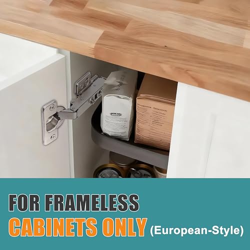 HBL' Soft Close Hinges for Frameless Cabinets, 110°, 35mm Cup, 50 Pack - size: Full Overlay