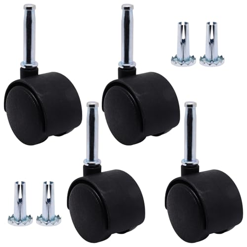 Plastic Casters Set of 4, M8 Grip Neck Stem Caster Wheels 1.5 inch, Black Nylon Swivel Caster Wheels Replacement for Furniture, Office Chair, Table, Cabinet, Shelf - style: 1.5 Inch-M8 Grip Neck Stem