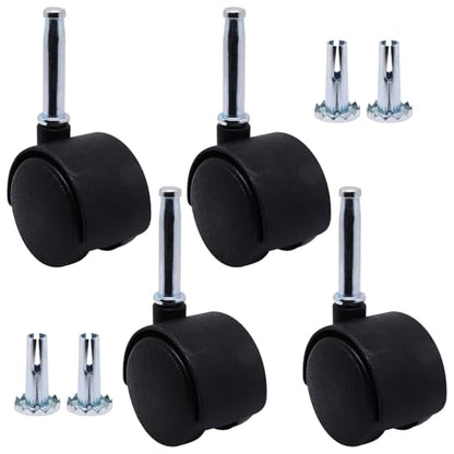 Plastic Casters Set of 4, M8 Grip Neck Stem Caster Wheels 1.5 inch, Black Nylon Swivel Caster Wheels Replacement for Furniture, Office Chair, Table, Cabinet, Shelf - style: 1.5 Inch-M8 Grip Neck Stem