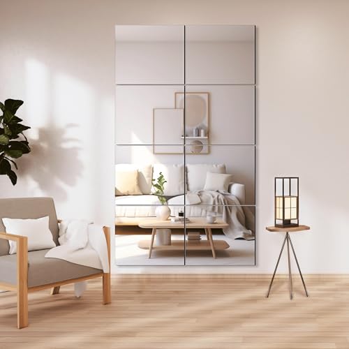 Delma Frameless Mirror Tiles 14"x12"x8 Pcs Wall Mounted - size: 14''x12''-8PCS