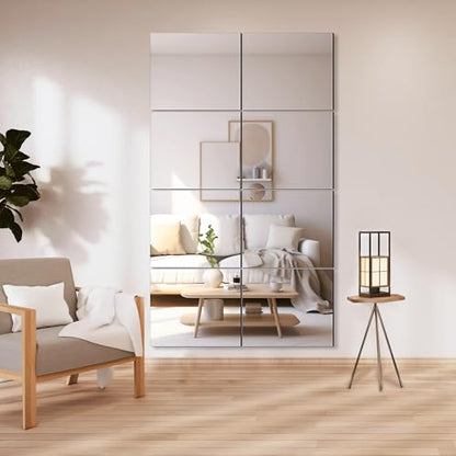 Delma Frameless Mirror Tiles 14"x12"x8 Pcs Wall Mounted - size: 14''x12''-8PCS