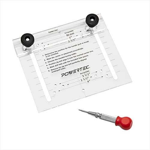 POWERTEC Cabinet Hardware Jig w/Center Punch, Drawer Jig for Installing Pulls, Knobs, Handle on Cabinet and Drawer, Woodworking Tools for Cabinet Handles, Drawer & Cabinet Pulls Installation (71412) - style: Cabinet Hardware Jig w/Center Punch, T Track &