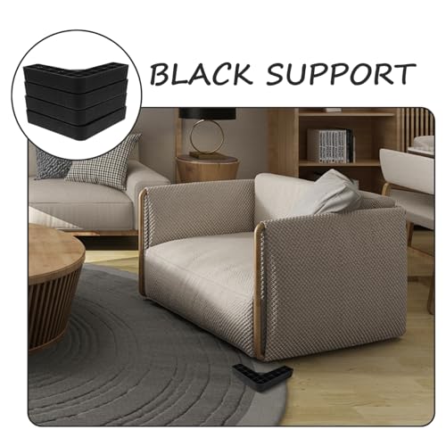 NUOBESTY 4pcs Black Plastic L-Shaped Furniture Legs for Sofa and Bed - size: 16.50X16.50X3.50CM