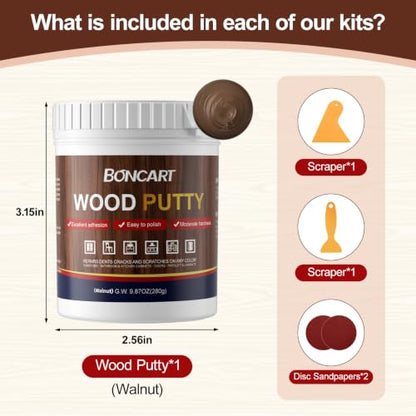 Boncart Wood Filler, 9.87 OZ Walnut Wood Putty - color: 9.87OZ Walnut