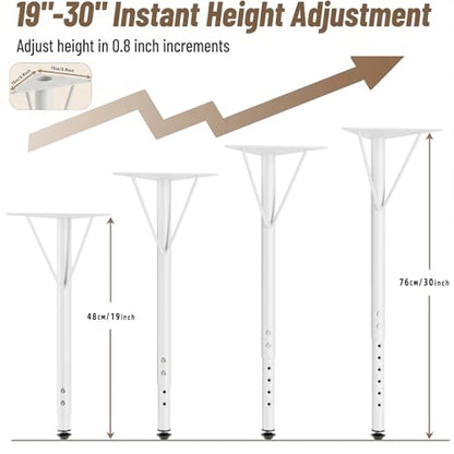 Yuleimy Adjustable Metal Table Legs 19-30 Inch, Heavy Duty Desk Leg, White - color: White 4-pack