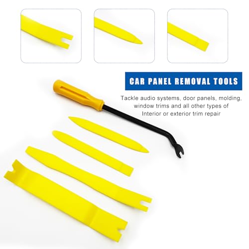 5 PCS Auto Trim Removal Tool Kit, No Scratch Plastic Interior Door Panel Clip Fastener Removal Pry Set, Vehicle Audio Dash Window Molding Remover Tool Kit, Car Accessories (Yellow) - color: Yellow