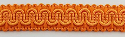 1/2" Scroll Braid Gimp w/Backing - 10 Continuous Yards - Many Color Options! (Orange) - color: Orange