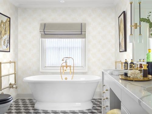 Boho Wallpaper Beige Wall Paper Peel and Stick Modern Beige and White Geometric Fireworks Contact Paper Renter Friendly Self-Adhesive Removable Bathroom Bedroom Laundry Room 17.3" × 393" - color: Beige and White, size: 17.3" x 393"