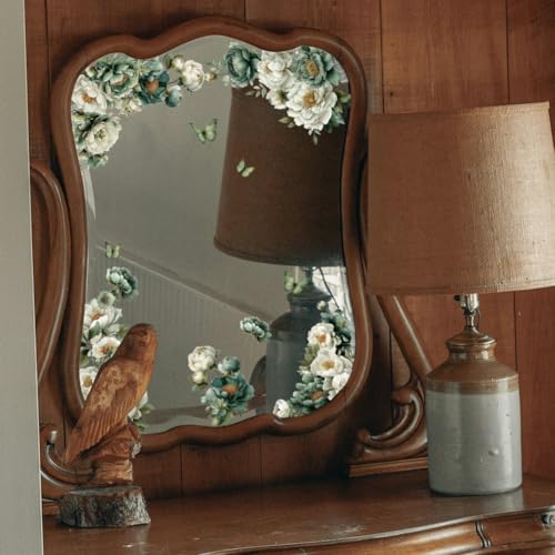 OLYCRAFT 3Pcs/set Retro Flowers Rub on Transfers for Furniture and Crafts 6x12 Inch Green Flowers Furniture Decals Decor Butterfly Transfer Sticker with 1pc Scraper for Scrapbook Window DIY Home Decor - style: Green Flower