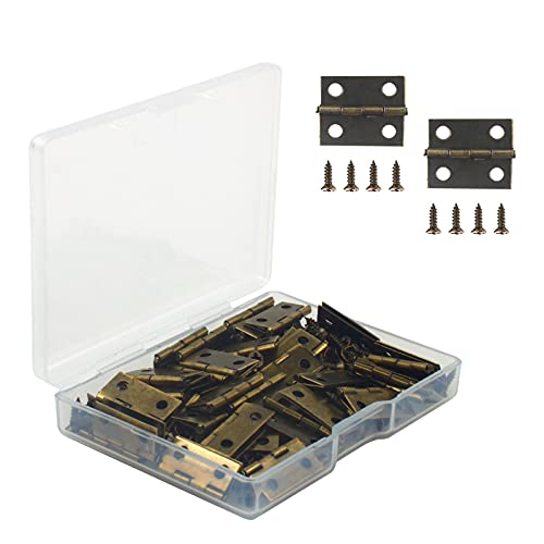 VIPMOON 50Pcs Small Hinges for Crafts, 18 x 15mm Mini Bronze Hinges with 200 Screws, Retro Folding Butt Hardware for DIY Jewelry Box, Wooden Box, Dollhouse - color: Bronze, size: 18 x 15mm