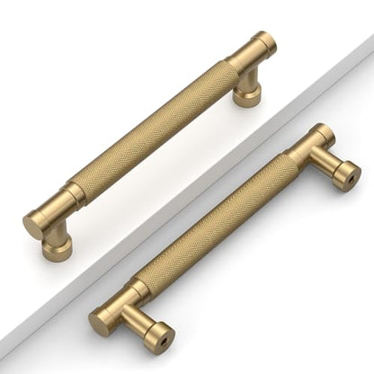 Champagne Bronze Knurled Cabinet Handles Kitchen Pulls 5 Inch 10 Pack - color: Champagne Bronze, size: 5" Hole Center
