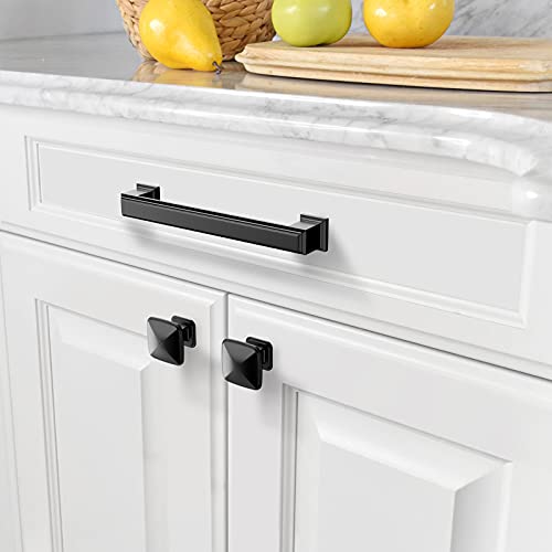 Amerdeco 10 Pack Matte Black 5 Inch(128mm) Hole Centers Kitchen Cabinet Pulls Cabinet Hardware Kitchen Handles for Cabinets Cupboard Handles Drawer Pulls - color: Matte Black, size: 5" hole center, style: 10 Pack