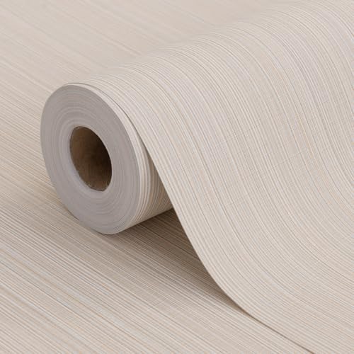 Grasscloth Peel and Stick Wallpaper 20.8"x394" Beige Thick Fabric Textured Linen Classic Faux Grassweave Neutral Removable Wallpaper Vinyl Film Roll for Home Use - color: Mixed Beige