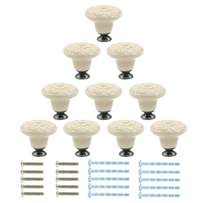 Piutouyar Light Yellow Ceramic Knobs, 34mm / 1.3 Inch, 10Pcs - color: ligth yellow, size: 10 Pieces