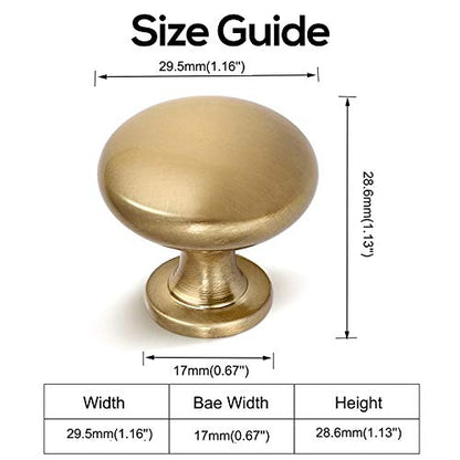 Aged Brass Knobs 12 Pack, Solid Warm Gold Cabinet Knobs, Antique Brass Drawer Knobs, Champagne Bronze Kitchen Cabinet Hardware,Diameter 1-1/5" - color: Warm Gold