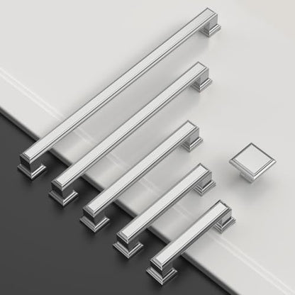 Amerdeco 10 Pack Polished Nickel Cabinet Pulls 3.75" - color: Polished Nickel, size: 3.75" hole center, style: 10 Pack