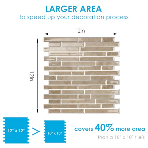 Peel and Stick Backsplash Tile, Stick on Beige Marble Look Mosaic Wall Tile - color: Marble Beige