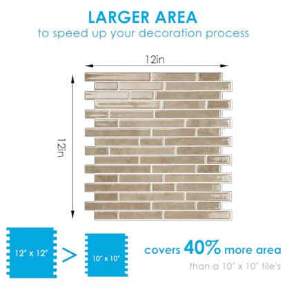 Peel and Stick Backsplash Tile, Stick on Beige Marble Look Mosaic Wall Tile - color: Marble Beige