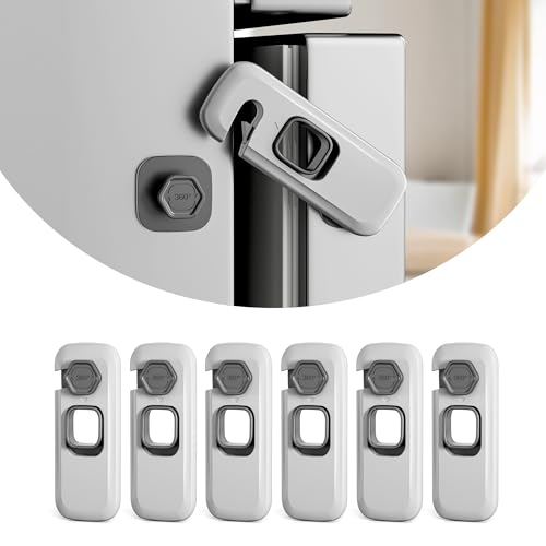 6 Pack Fridge Lock, Freezer Door Lock Child Safety, 3M Adhesive Hold - style: Rectangle-6 Pack