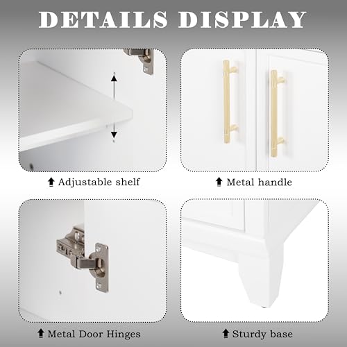 Bathroom Vanity Cabinet with Sink, White, 27.8 x 18.7 x 34 in