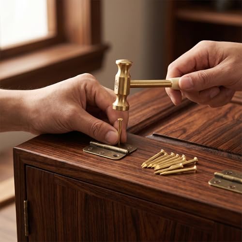 HEEPDD 100Pcs Brass Escutcheon Tacks, 10mm Round Head Brass Brad Nail - color: 10mm Length