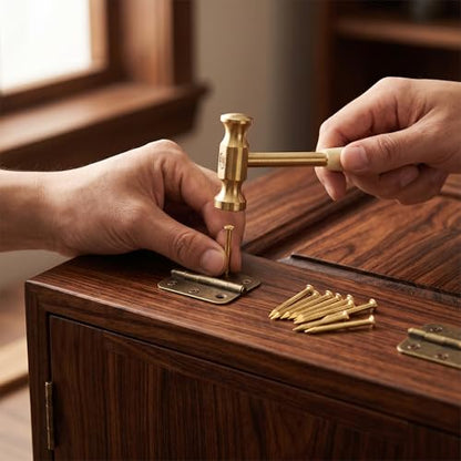 HEEPDD 100Pcs Brass Escutcheon Tacks, 10mm Round Head Brass Brad Nail - color: 10mm Length