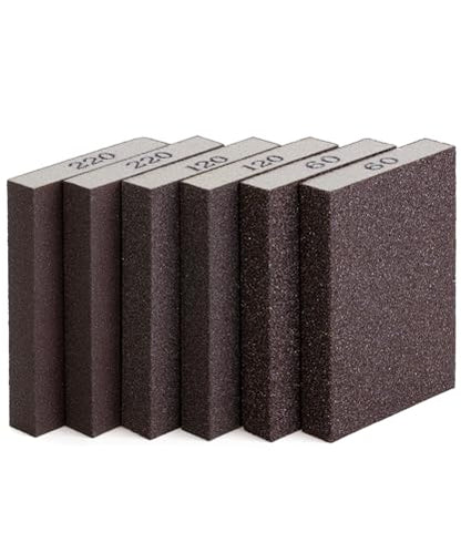 Bates- Sanding Sponge, 6 pcs, 60/120/220 Grit Assortment, Sandpaper Block, Sanding Blocks for Wood, Drywall Sanding Sponge for Wood, Sanding Blocks Drywall, Sandpaper for Drywall Sanding Block - size: 6 Pack, 60/120/220 Grit