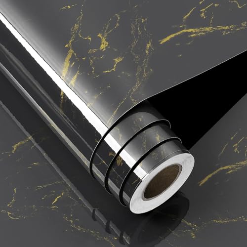FunStick 24"x200" Dark Grey Gold Marble Contact Paper for Countertop Contact Paper Marble Wallpaper Peel and Stick Countertops for Kitchen Waterproof Self Adhesive Counter Top Vinyl for Bathroom Walls - size: 24" x 200"