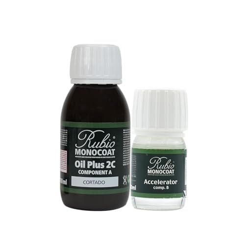 Rubio Monocoat Wood Stain & Finish 65 ft² | Oil Plus 2C | Quick-Dry, Eco-Friendly Linseed Wood Oil for Indoor Use, Includes Accelerator (Part B) | Protector | 130 ml, Cortado - color: Cortado, size: 130 ml