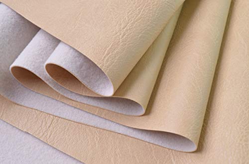 Wento Thick Faux Leather Fabric Soft Skin Grain PU Leather for Furniture Cover Reupholster Sofa Chairs Cushions Vinyl Upholstery (1 Yard, Beige) - color: Beige, size: 1 Yard (54" x 36")