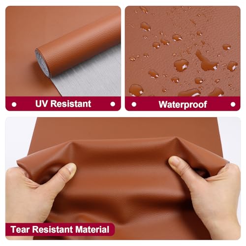 Marine Vinyl Fabric Waterproof Leather Material 55"×48" Brown - color: Brown, size: 108"×54"
