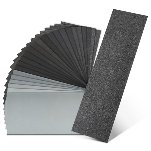 24PCS Sandpaper Assortment 12 Grits Wet Dry Sandpaper Sheets,Silicon Carbide Sanding Paper 120 to 3000 Grit Fine Sandpapers and Coarse Sand Paper for Metal, Wood Furniture and Automotive (9x3.6 Inch) - color: A-Assorted Grit 24pcs