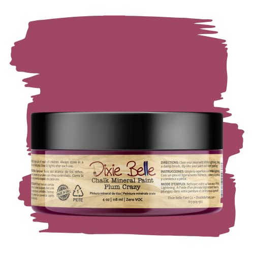 Dixie Belle Paint Company Chalk Mineral Paint - Plum Crazy (4oz) - color: Plum Crazy, size: 4 Fl Oz (Pack of 1)
