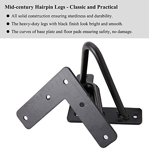 Osring 3 Inch Hairpin Legs 3/8" Dia 2 Rods, Black Furniture Table Feet 4pcs - color: Black, size: 3 Inch