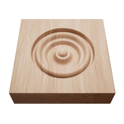 3 1/2" W x 3 1/2" H x 7/8" P Americraft Solid Hardwood Stain Grade Bullseye Rosette with Squared Edge, Red Oak - color: Red Oak, size: 3.5-in. W x 3.5-in. H