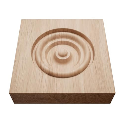 3 1/2" W x 3 1/2" H x 7/8" P Americraft Solid Hardwood Stain Grade Bullseye Rosette with Squared Edge, Red Oak - color: Red Oak, size: 3.5-in. W x 3.5-in. H