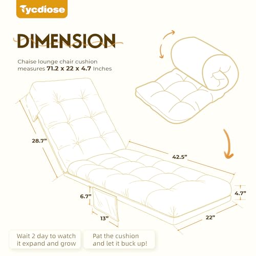 Outdoor Chaise Lounge Chair Cushion, 71 x 22 x 4.7 Inches Waterproof Chaise Lounge Cushions Replacement for Outdoor Furniture, Thickened Non-Slip Patio Lounge Chair Cushions, Daisy - color: Daisy