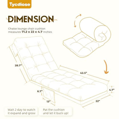 Outdoor Chaise Lounge Chair Cushion, 71 x 22 x 4.7 Inches Waterproof Chaise Lounge Cushions Replacement for Outdoor Furniture, Thickened Non-Slip Patio Lounge Chair Cushions, Daisy - color: Daisy