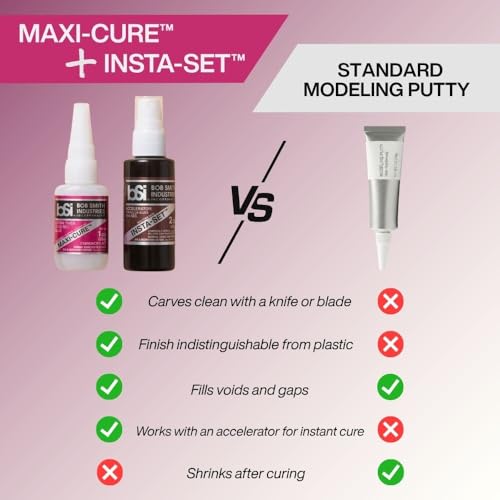 Bob Smith Industries BSI-135H Maxi-Cure™ Extra Thick CA Super Glue - High Viscosity Cyanoacrylate Adhesive for Plastic, Fiberglass, Metal - RC Cars, Archery Fletching - Clear (1 oz) - size: 1 oz