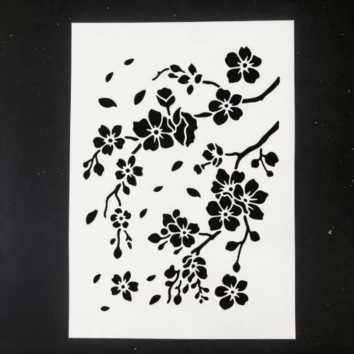 TIAMECH A4 Reusable Cherry Blossom Branch Stencil for Painting - color: Cherry Blossom Branch