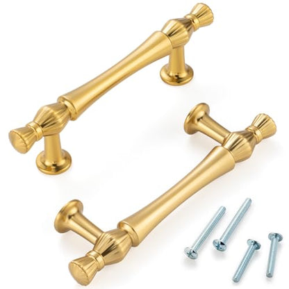 3 Inch Brushed Gold Cabinet Pulls 10 Pack French Style P2408 - color: Brushed Gold, size: 3" Hole Centers-10 Pcs